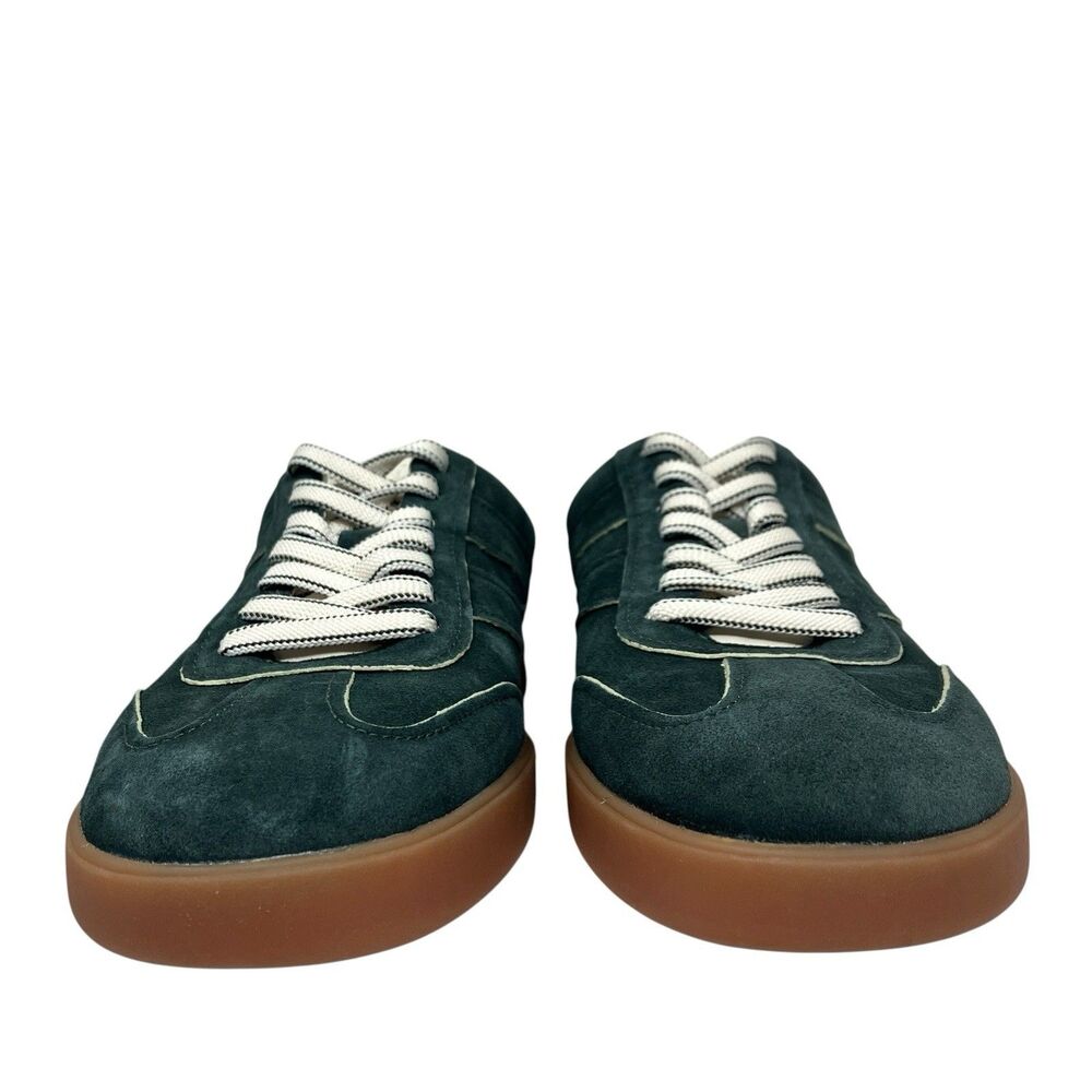 Vince Mens 9 Green Suede Low Top Sneakers Gum Sole Casual Lace INSOLES MISSING - Picture 2 of 13